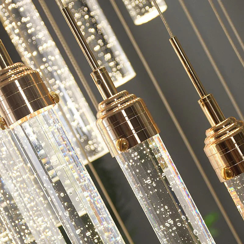 DecorBites™ Crystal Staircase Chandelier: Modern LED Living Room Lamp for Deluxe Home Decor