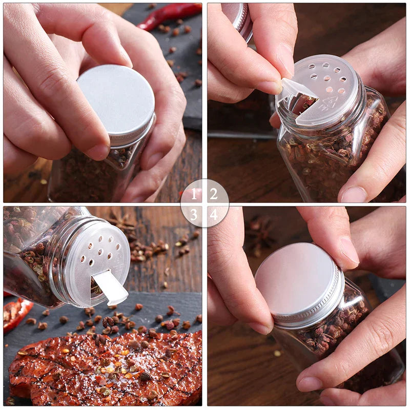 DecorBites™ Glass Seasoning Jar Set Kitchen Spice Box Canister BBQ Bottle Jar