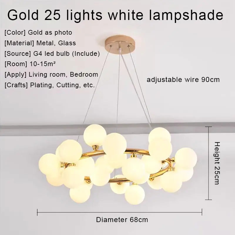 DecorBites™ Gold LED Chandelier, Modern Pendant Light for Living Room, Kitchen, Bedroom, Dining Room