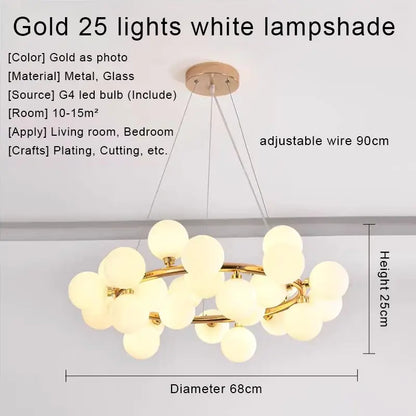 DecorBites™ Gold LED Chandelier, Modern Pendant Light for Living Room, Kitchen, Bedroom, Dining Room