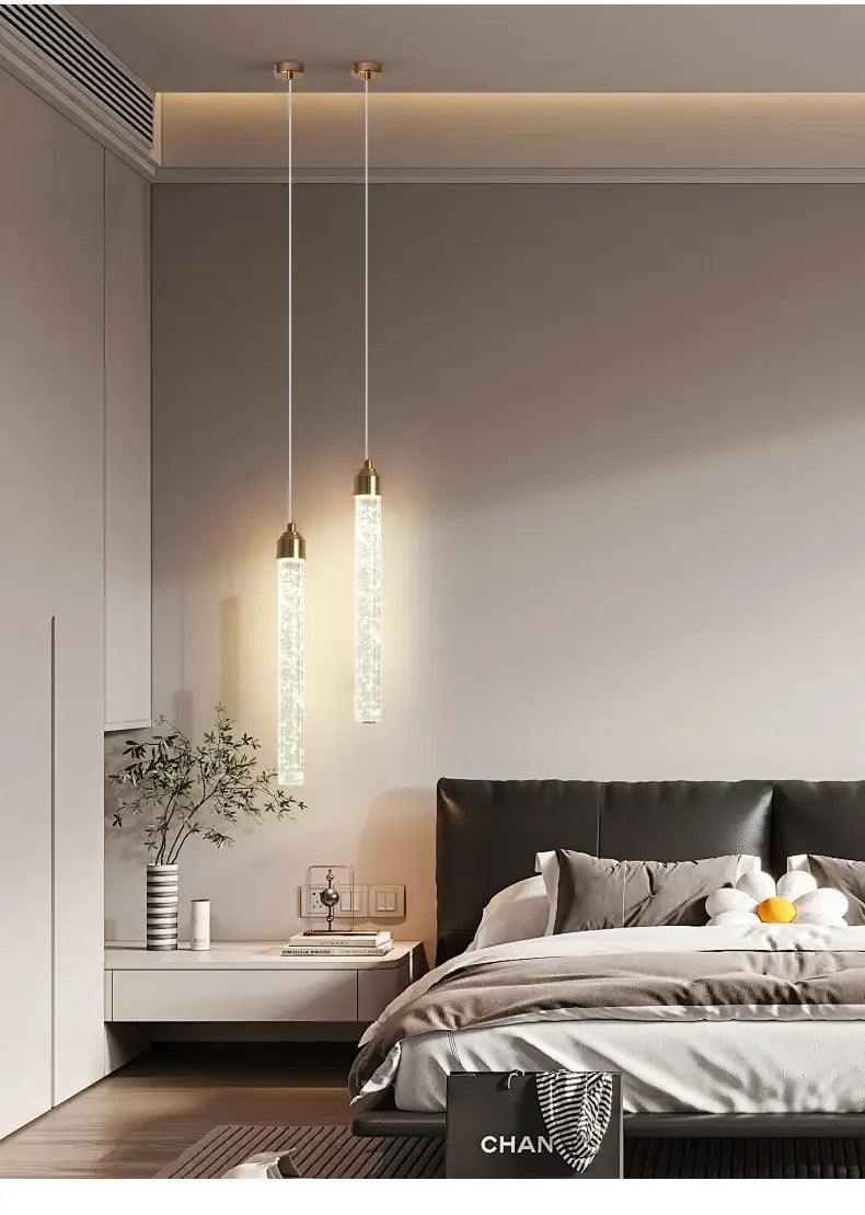 DecorBites™ Modern Crystal Pendant Light with Gold Fixtures - Home Decor