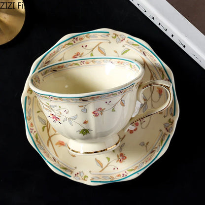 DecorBites™ Elegant Floral Ceramic Cup & Saucer Set for Dining Table and Coffee Mug