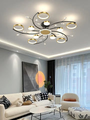 Lámpara de Araña LED de Aluminio Dorado Decorbites™ con Cristal K9, Luces de Lámpara Colgante de Lujo para la Decoración del Hogar