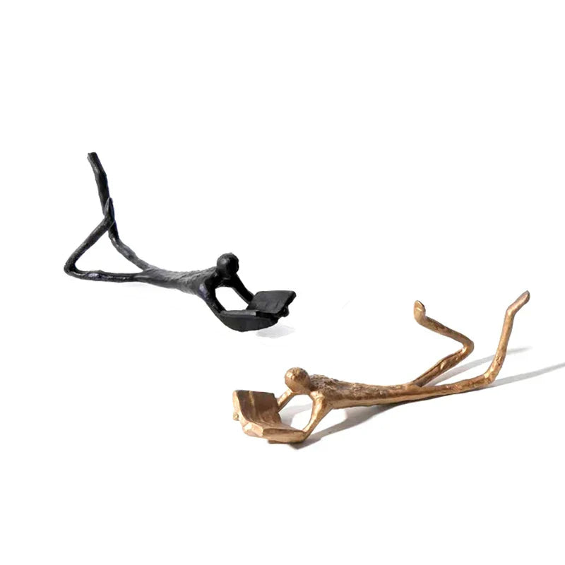 DecorBites™ Golden Readers Character Sculpture for Home Decoration
