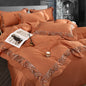 Decobites Zebra Print Embroidery Bedding Set 800TC Egyptian Cotton Grey Orange, Duvet Cover Flat Sheet Pillowcases