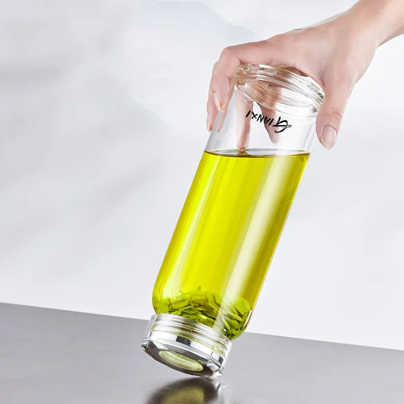 DecorBites™ Glass Tea Bottle with Strainer and Lid