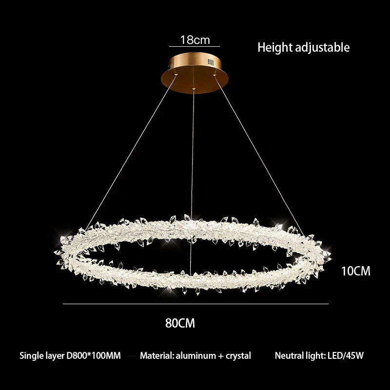 DecorBites™ LED Glass Crystal Chandelier White Lustre Pendant Light for Home Decor