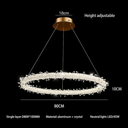 DecorBites™ LED Glass Crystal Chandelier White Lustre Pendant Light for Home Decor