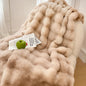 Decobites Gradient Pink Double Layer Faux Fur Winter Blanket