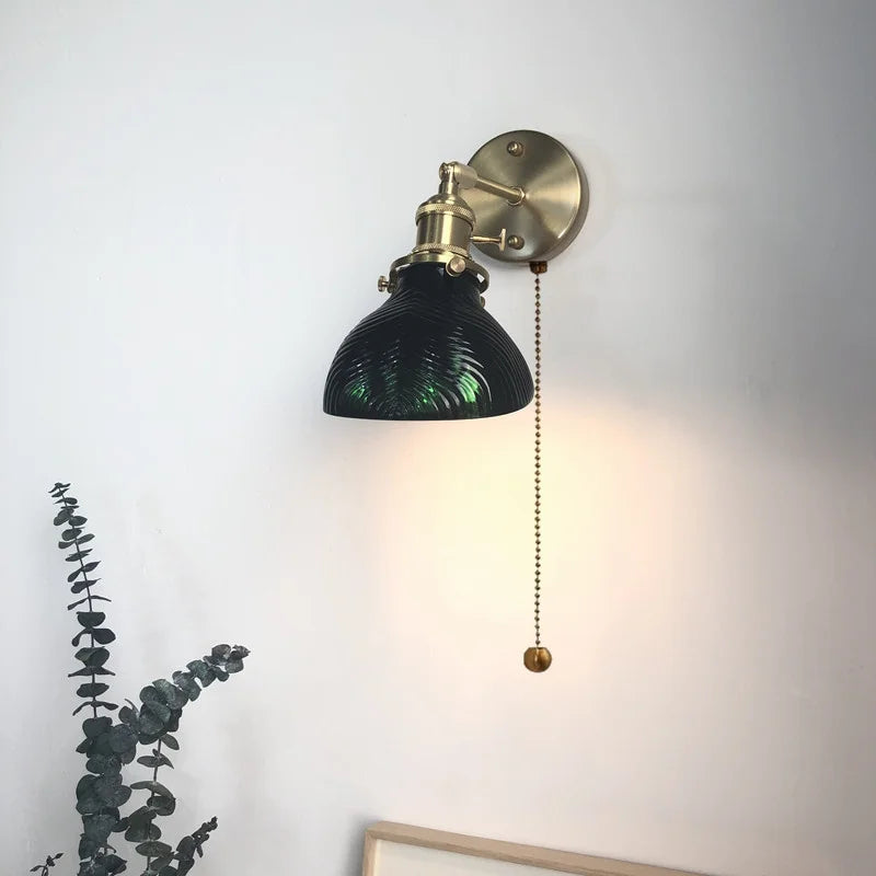 DecorBites™ Green Glass Copper LED Wall Lamp Sconce Modern Nordic Design