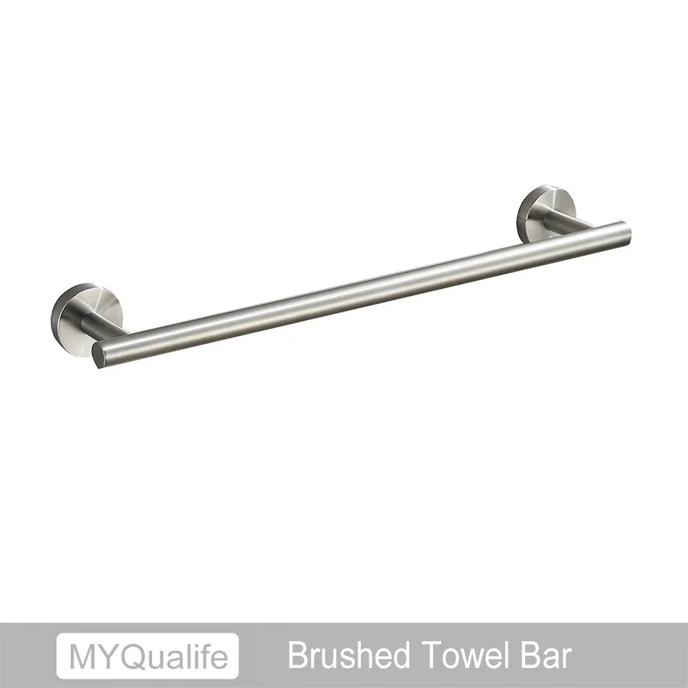 DecorBites™ Brushed Gold Bathroom Hardware Set: Towel Bar, Paper Holder, Robe Hook