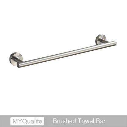 DecorBites™ Brushed Gold Bathroom Hardware Set: Towel Bar, Paper Holder, Robe Hook