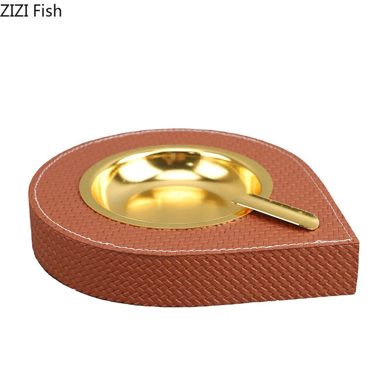 DecorBites™ Leather Desktop Ashtray: Stylish Smoking Accessory & Gift