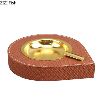 DecorBites™ Leather Desktop Ashtray: Stylish Smoking Accessory & Gift
