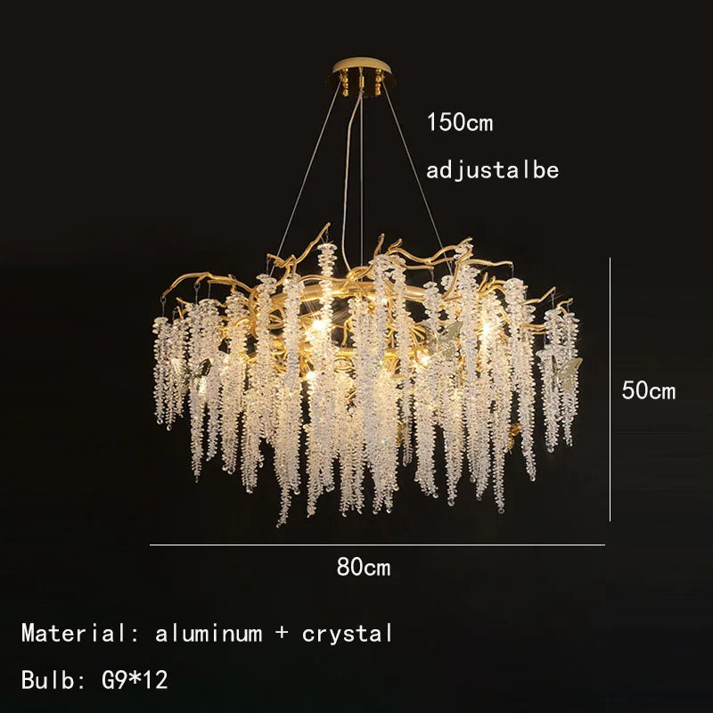 Decorbites™ Chandelier de Cristal de Aluminio Dorado para Iluminación Elegante del Comedor