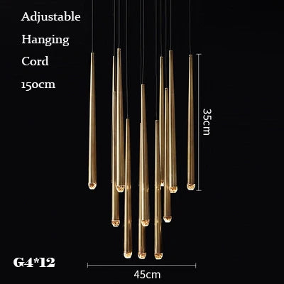 Gold Copper Crystal Chandelier