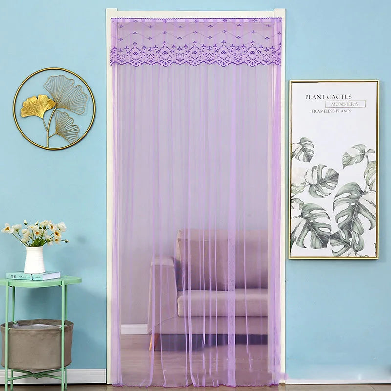 DecorBites™ Lace Embroider Summer Insect Net Door Curtain for Living Room and Bedroom