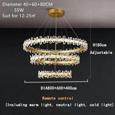 DecorBites™ Crystal LED Chandelier for Luxury Lighting in Living Kitchen Room