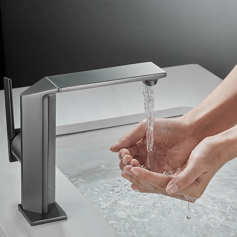 DecorBites™ Brush Gold Basin Faucet: Solid Brass Bathroom Mixer Tap, Single Handle Deck Mounted