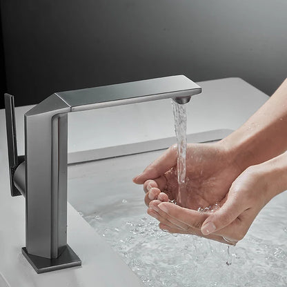 DecorBites™ Brush Gold Basin Faucet: Solid Brass Bathroom Mixer Tap, Single Handle Deck Mounted