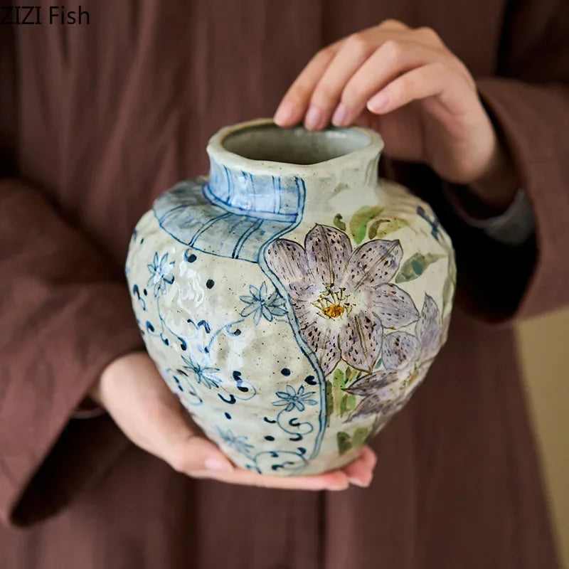 DecorBites™ Ceramic Vase with Artificial Flowers - Room Aesthetic Decor