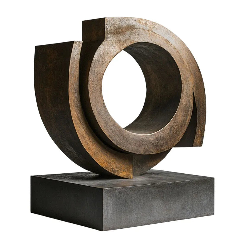 DecorBites™ Golden Ring Abstract Resin Figurines, Home Decor, Geometric Design