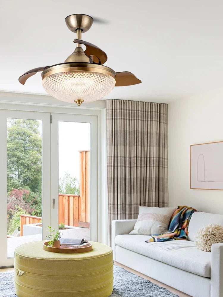 DecorBites™ Brushed Copper LED Ceiling Fan with Remote Control - 6 Speeds