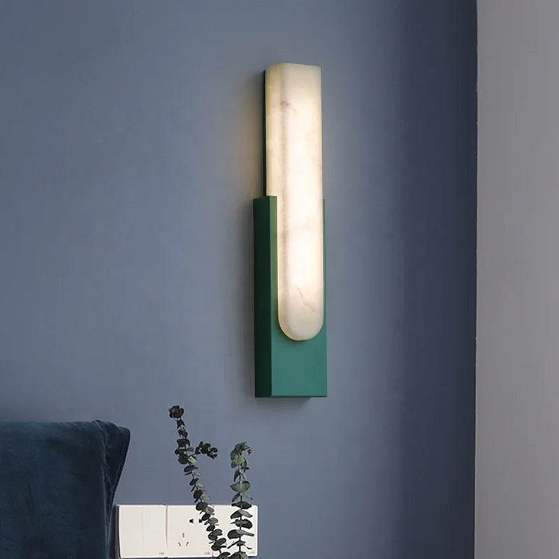 DecorBites™ Grey Marble LED Wall Sconce: Nordic Style Metal Bedside Lamp