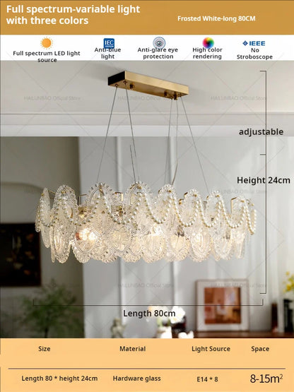 DecorBites™ Glass Dining Room Chandelier: Retro French Style for Living & Master Bedroom