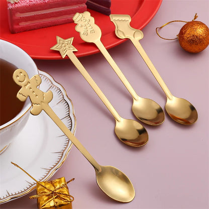 DecorBites™ Christmas Coffee Spoons Gift Box - Stainless Steel Festive Cutlery Spoon Set