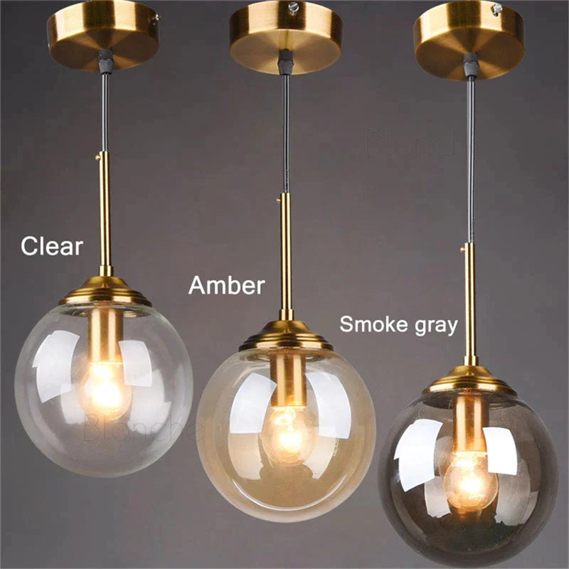 DecorBites™ Glass Ball Pendant Lights - 15cm Modern Gold Hanging Lamps for Home Decor