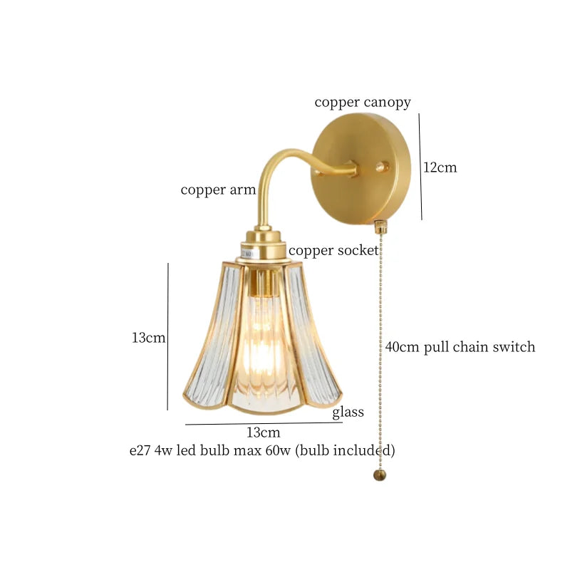 Decorbites™ Messing Glas LED Wandlampe Badezimmerspiegel Vintage Wandapplikation