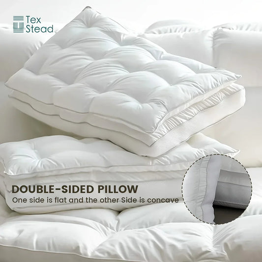 Decobites Double Layer Fiber Pillow: Soft & Fluffy Hotel Adult Neck Pillow for All Sleepers