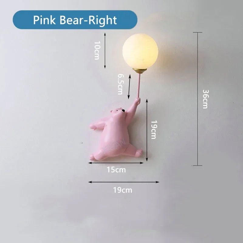 DecorBites™ Kids Bear Wall Light Moon Decor for Girl Bedroom