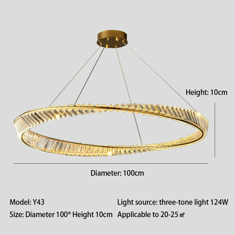 DecorBites™ Crystal LED Chandelier: Elegant Irregular Ring Pendant Light for Modern Home Decor