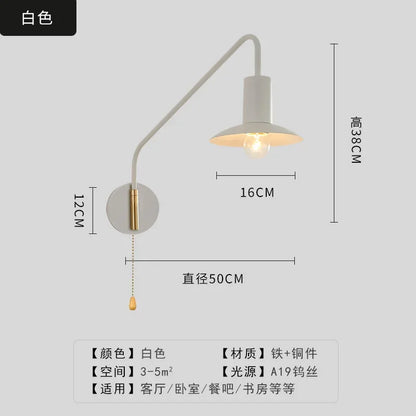 ديكوربايتس™ مصباح حائط بذراع متأرجح أسود/ذهبي LED E27 لغرفة النوم والقراءة والمقهى الفاخر