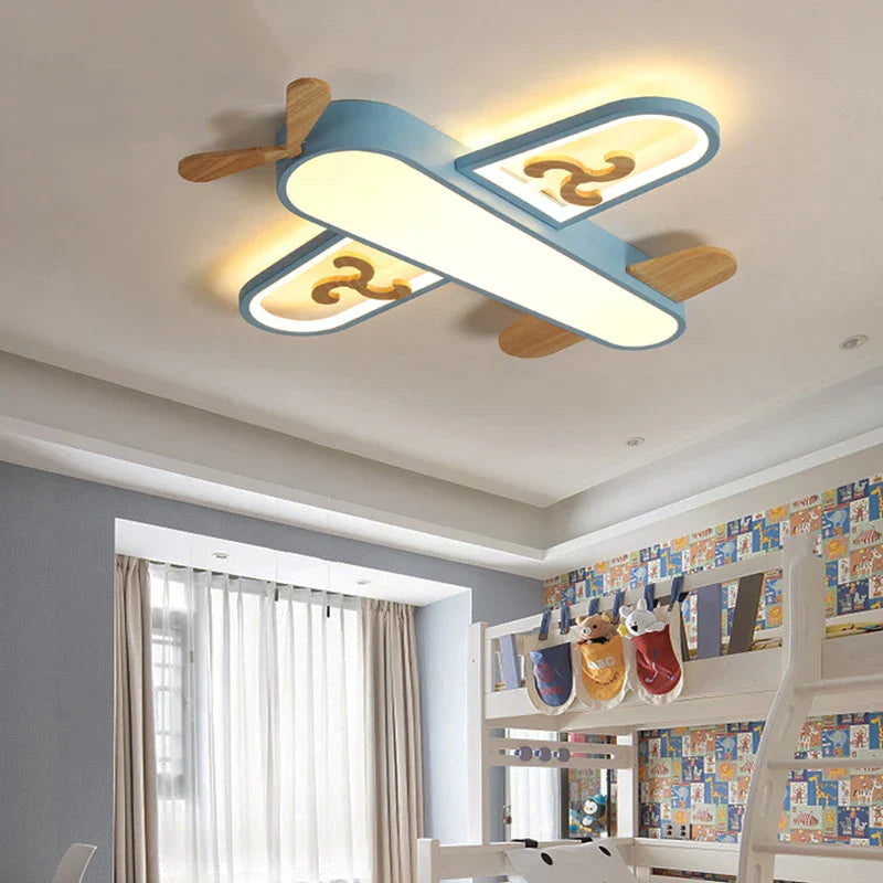 Luces colgantes de avión para niños Decorbites™ de madera y metal apliques LED para guardería y escuela