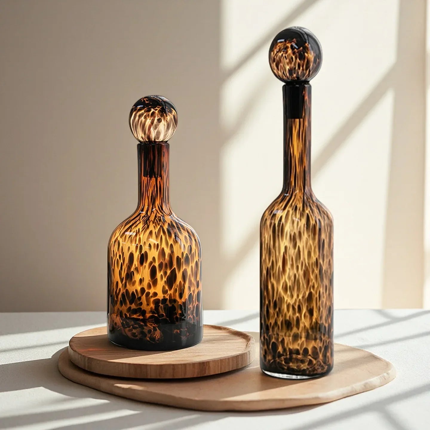 DecorBites™ Leopard Print Glass Vase: Stylish Terrarium & Home Decor Accessory