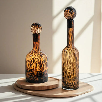 DecorBites™ Leopard Print Glass Vase: Stylish Terrarium & Home Decor Accessory