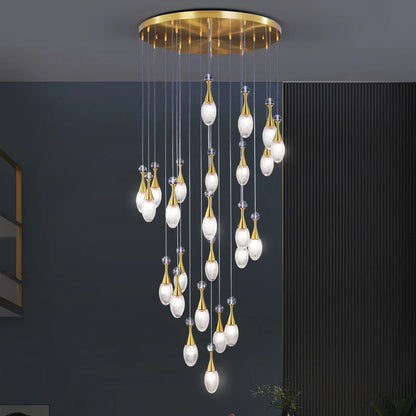 DecorBites™ LED Luxury Chandelier for Living Room Hall Dining Kitchen - Modern Double Staircase Lighting