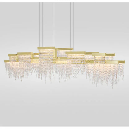 DecorBites™ Crystal Tassel Chandelier: Modern Luxury Silver Hanging Lamp for Dining Room
