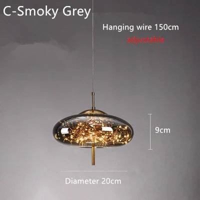 Nordic Star Glass Pendant Light With Long Cord