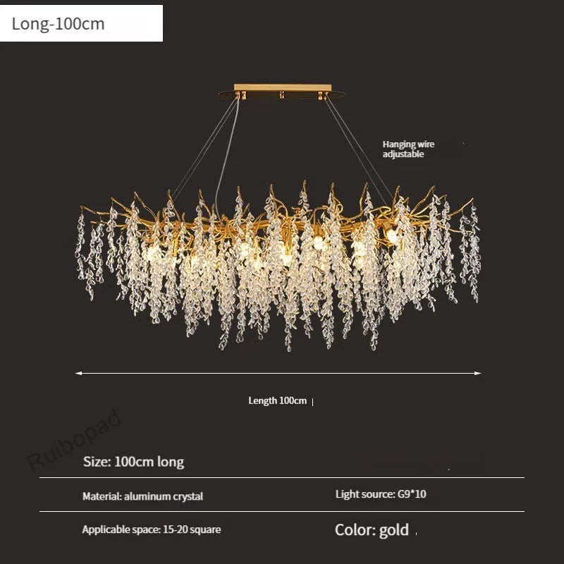 Lámpara de Araña de Uvas de Cristal Oro Decorbites™ para Comedor Sala de Estar Dormitorio