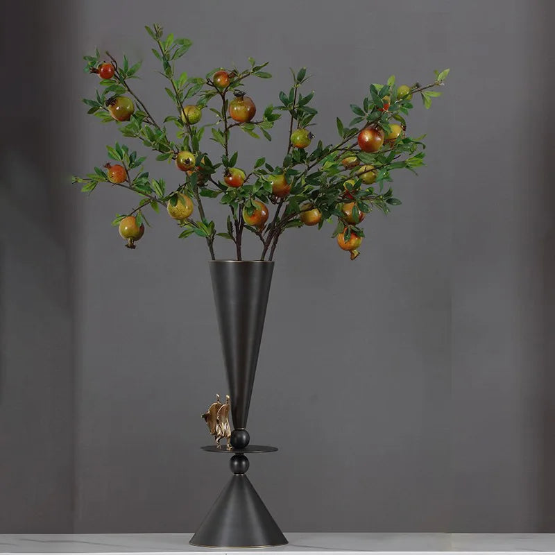 DecorBites™ Bronze Flower Vase: Metal Handicrafts Geometric Art Home Decor Bottle