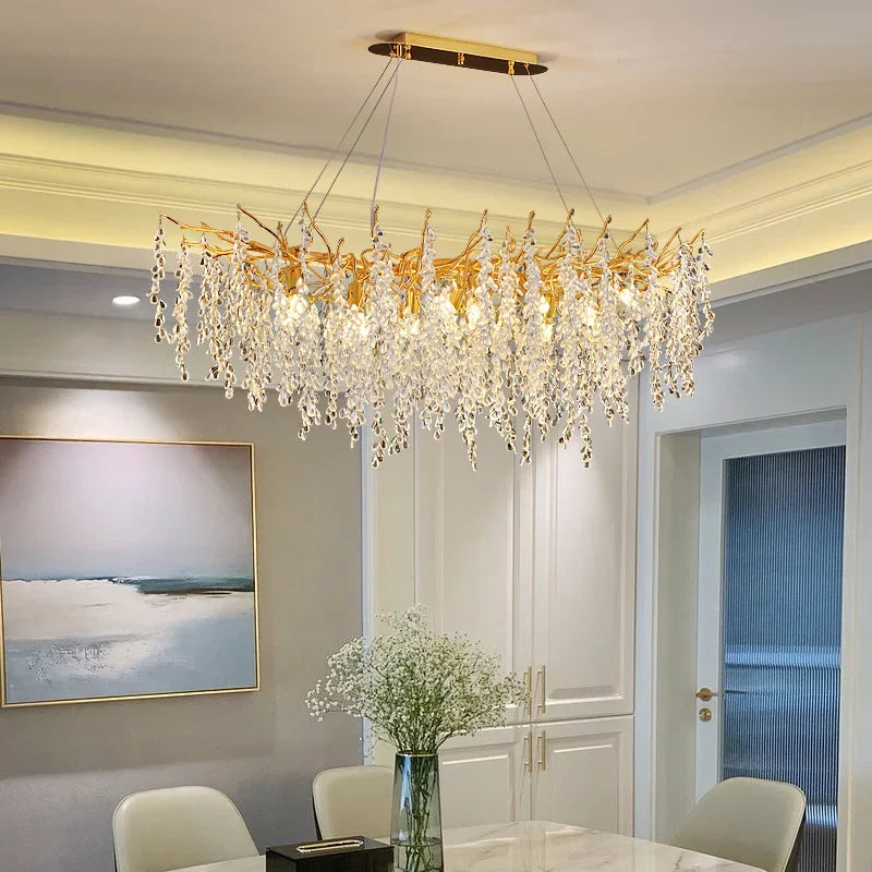 Lámpara de Araña de Uvas de Cristal Oro Decorbites™ para Comedor Sala de Estar Dormitorio