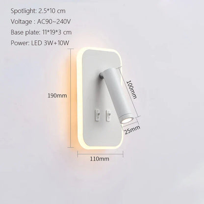 DecorBites™ LED Wall Lamp USB Charging Bedroom Hotel Bedside Reading Sconce Switch