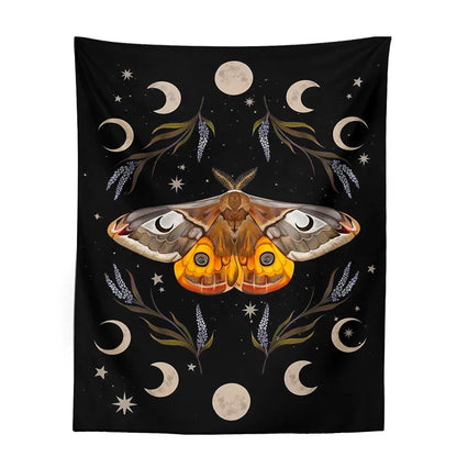 Decobites Moon Phase Butterfly Vintage Aesthetic Tapestry Butterfly Star Room Decor