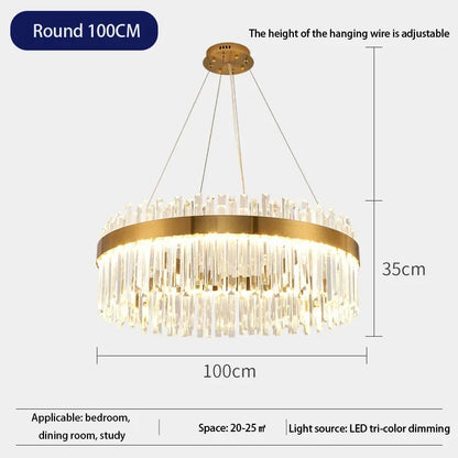 DecorBites™ Crystal Pendant Chandelier Light - Nordic Luxury Gold Ceiling Lighting for Living Room