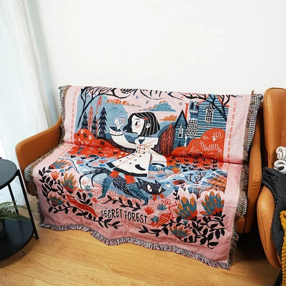 DecorBites™ Gothic Thread Double-sided Tapestry Blanket - Versatile Homestay and Outdoor Decoration