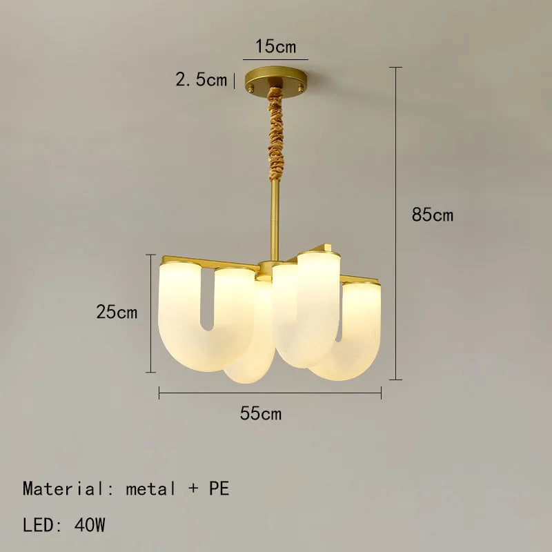 DecorBites™ LED U-shaped Acrylic Pendant Lights in Gold Metal for Parlor, Dining Room, Kitchen